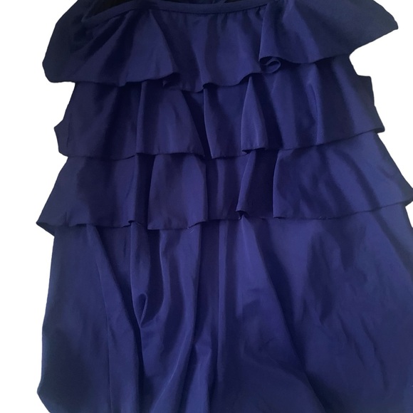 Royal Blue One Piece Romper Style Bathing Suit - Picture 3 of 12